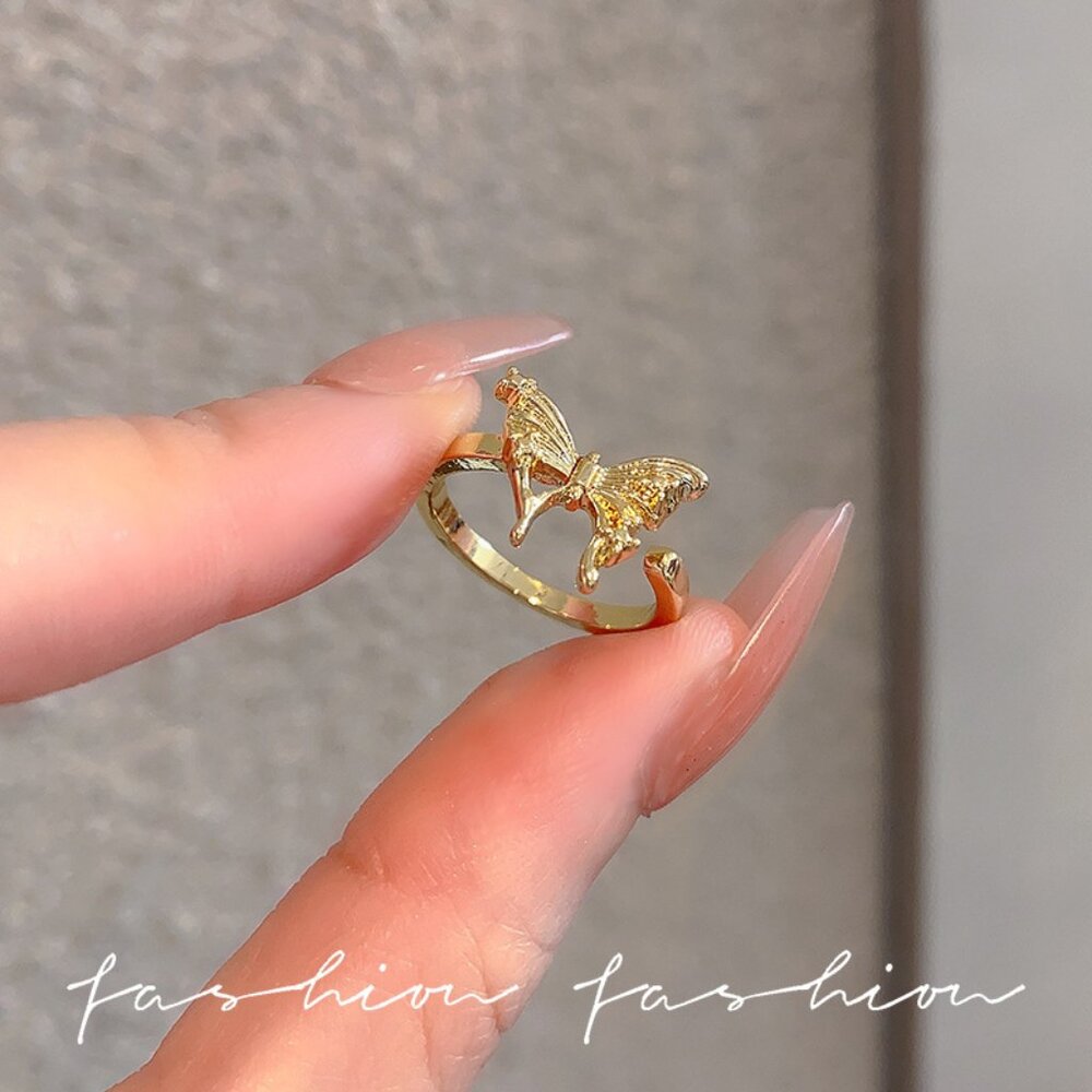 Gold Butterfly Open Ring Adjustable Butterfly Ring Minimalist Fashion Jewelry